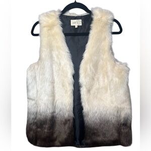 Jolt Faux Fur Vest Ombre Cream Brown Medium